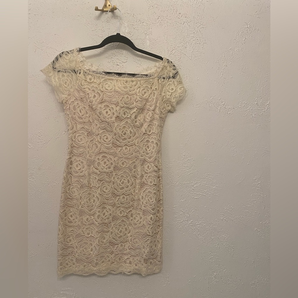 White dress with lace floral